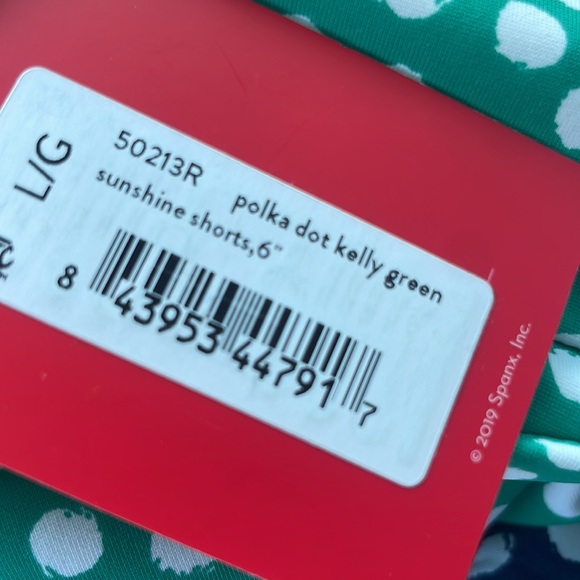 NWT! SPANX 6” Sunshine Shorts painted dot, sizes L (green)&XL (navy) 50213 $78 - Picture 8 of 11